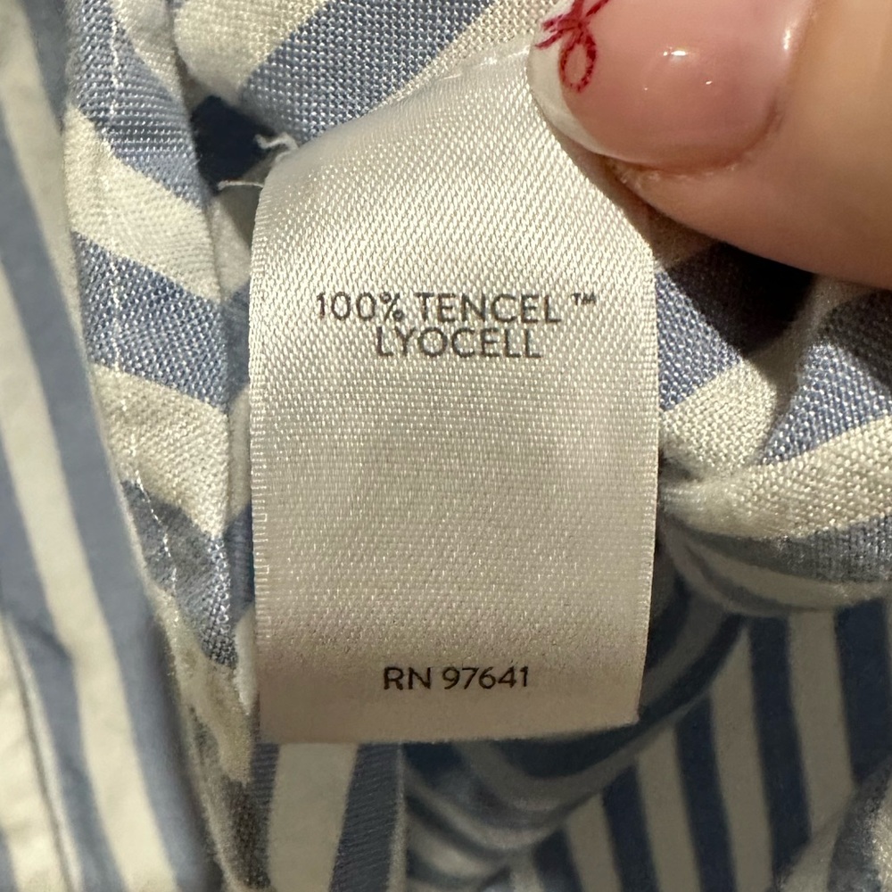 J. JILL Blue Striped Oversized Nautical Beach Summer Button Down Size XS - Picture 4 of 4